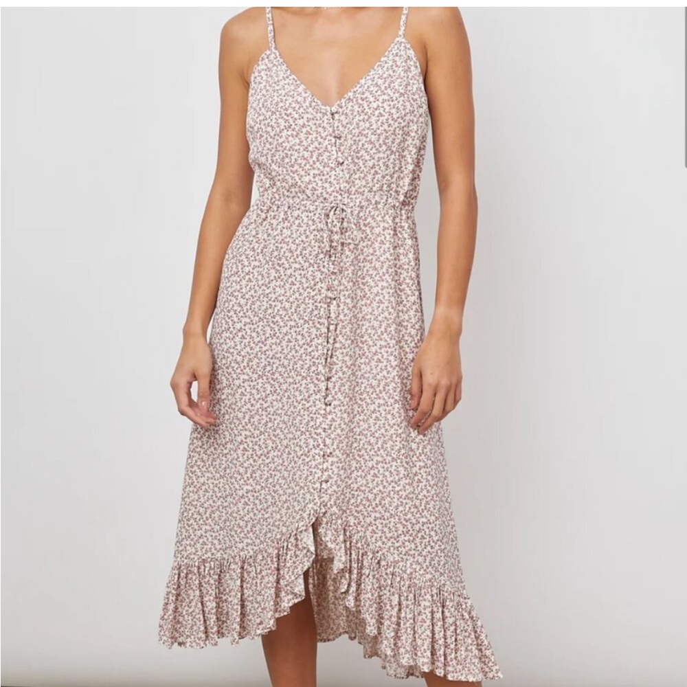 Rails Frida Garden Party Floral Midi Dress with Ruffle Hem Medium